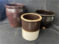 3 Salt Glazed Stoneware Canisters