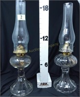 (2) Clear Glass Oil Lamps