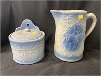 Stoneware Pitcher and Canister