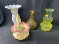 Fenton Art Glass Basket with Vases