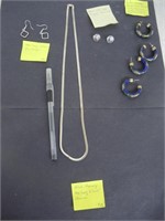STERLING EARRINGS,NECKLACE&2PR ASIAN STYLE EARRNGS