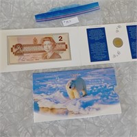 1996 Canadian $2 Dollar Note & Coin Set