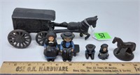 Cast Iron Figurines & US Mail Horse & Buggy