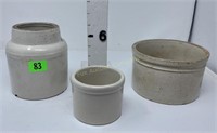 (2) Stoneware Crocks - (1) Roseville & (1)