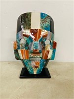multi color stone mask on stand - 9" h