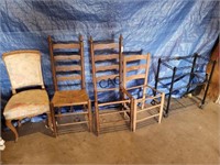 Lot of 4 Vintage Chair Frames & Rolling Cart