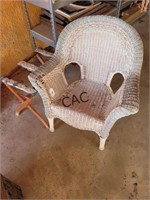 Wicker Chair & Suitcase Stand