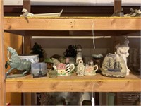 Shelf Lot of Ceramic & Porcelain Decor