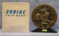 Vintage cast metal zodiac bank Aries
