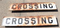 Vintage cast iron 2 pc criss cross R/R sign