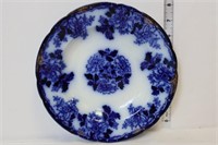 Vintage flow blue flat soup bowl