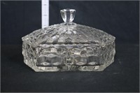 Clear Fostoria  triangle covered candy dish