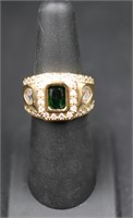 Sterling emerald mens ring, lab created