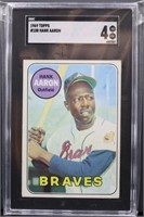 Graded 1969 Hank Aaron #100 baseball card