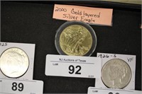 2000 GOLD-LAYERED 1 OZ .999 SILVER AMERICAN EAGLE