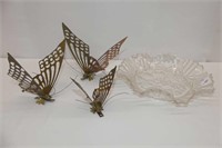 3 Brass Plated Ornamental Butterflies