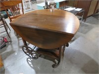 ANTIQUE SOLID WOOD CHERRY FINISH DROP SIDE TEACART