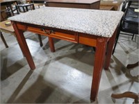 FAUX MARBLE TOP 1 DRAWER TABLE