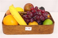 Oak Cutlery Tray With Plaster & Plastic Fruit