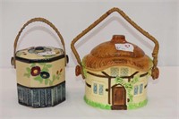 2 Biscuit Jars: Cottage Style Burlington Ware 6"H