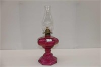 Cranberry Coloured Coal Oil Lamp