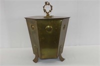 Footed Brass Plated Refuse Container 16"H