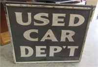Vintage Used Car Dept Metal Double Sided Sign