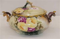 Limoges Floral Handpainted Barrel 9"W