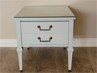 Light Blue Wooden End Table / Nightstand, 1 Drawer