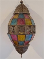 Brass & Stained Glass Moroccan Lantern