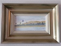 Hot Air Balloons over Landscape Framed Watercolor