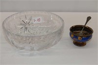 Lead Crystal 8" Bowl, Copper Luster Pedestal Salt