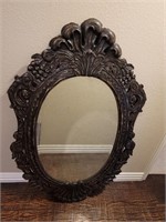 Ornate Wood Framed Beveled Mirror from Indonesia