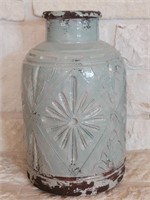 Vintage Blue Distressed Pottery Jug Vase