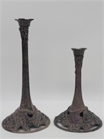 (2) Hand Crafted Bronze-Tone Candlesticks, marked