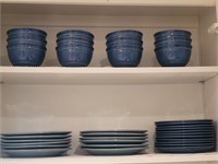 (35) Blue Stoneware Dish Set from Pottery Barn