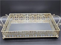 Silver-Tone Mirrored Vanity Tray, 22in Long