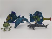 (5) Whimsical Beaded Figurines, 2- Fish, 1- Frog +