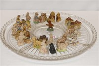 Approx. 30 Tea Figurines On Glass Serving Plate