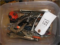 BOX OF PLIERS & MISC