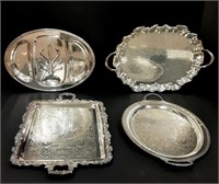 Four Sheffield Plate Serving Trays