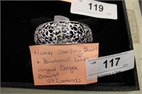 HEAVY STERLING SWIRL & 99 DIAMOND BANGLE BRACELET