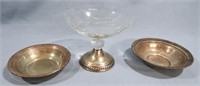 2 STERLING BOWLS & WEIGHTED STERLING COMPOTE