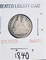 1840 SILVER Seated Liberty Dime