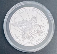 1985 Pegasus Gold Corp 1 Oz Silver Proof Round