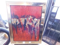 Peinture abstraite signée Durgan 1960