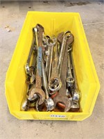 Plastic Bin Full Of Assorted Wrenches