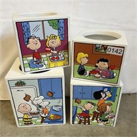 Set Of 4 Peanuts Collectible Cannisters, Missing