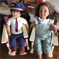 2 Dolls WIth Chairs