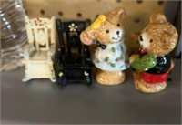 CAST IRON ROCKING CHAIR SALT AND PEPPER SHAKERS